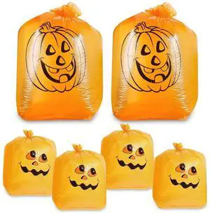 Trash Bags - 6-Pack Orange, 8-Gal (24 x 30 In) & 34-Gal (36 x 48 In) - Pumpkin-Printed Decorative Leaf & Yard Waste Collection - Garden Trash Bags Trash Bags - 6-Pack Orange, 8-Gal (24 x 30 In) & 34-Gal (36 x 48 In) - Pumpkin-Printed Decorative Leaf & Yard Waste Collection - Garden Trash Bags