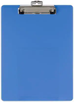 Plastic Clipboard, 12.5 x 9-Inches, Letter Size Document Holder with Low-Profile Metal Clip, Retractable Hanging Hole, Arctic Blue Plastic Clipboard, 12.5 x 9-Inches, Letter Size Document Holder with Low-Profile Metal Clip, Retractable Hanging Hole, Arctic Blue
