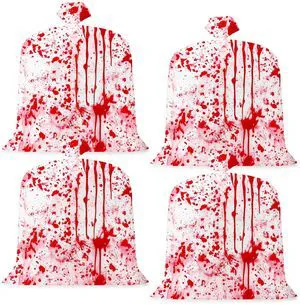 CNhoqc Halloween Lawn Leaf Bags, 4 Pcs Large Bloody Garbage Bag Twist Ties | Heavy Duty Plastic Tear Resistant Self Standing, for Lawn Yard Waste Trash Storage, Halloween Outdoor Porch Garden Decorati CNhoqc Halloween Lawn Leaf Bags, 4 Pcs Large Bloody Garbage Bag Twist Ties | Heavy Duty Plastic Tear Resistant Self Standing, for Lawn Yard Waste Trash Storage, Halloween Outdoor Porch Garden Decorati