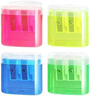 4 PCS Handheld Pencil Sharpeners with Lid, Multicolor Dual Hole Manual Little Sharpener for Crayons Graphite Pastel Colouring Lip Liners Eye Brow Pencils 4 PCS Handheld Pencil Sharpeners with Lid, Multicolor Dual Hole Manual Little Sharpener for Crayons Graphite Pastel Colouring Lip Liners Eye Brow Pencils