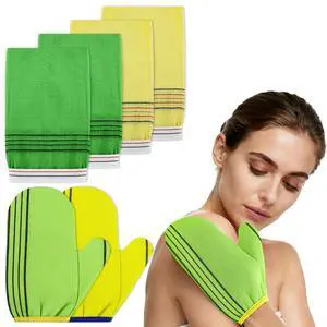 4 Pc Exfoliating Gloves Body Scrubber Set, Exfoliating Bath Towels | for Deep Dead Skin Removal, Smooth Skin and Spa-Like Experience 4 Pc Exfoliating Gloves Body Scrubber Set, Exfoliating Bath Towels | for Deep Dead Skin Removal, Smooth Skin and Spa-Like Experience