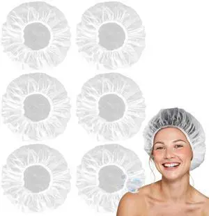 6 Shower Cap Reusable Waterproof - Unisex Plastic Shower Cap Plastic Caps Hair Treatment Deep Conditioning Hair Cap Shower Hair Care Bathing Cap Travel Essentials Washable Hair Cover Women Men 6 Shower Cap Reusable Waterproof - Unisex Plastic Shower Cap Plastic Caps Hair Treatment Deep Conditioning Hair Cap Shower Hair Care Bathing Cap Travel Essentials Washable Hair Cover Women Men
