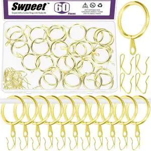60Pcs 25mm/1" Inner Diameter Gold Metal Curtain Ring with Pin-on Drapery Hooks Assortment Kit, Drape Sliding Eyelet Ring Metal Curtain Hooks, for Window Door Shower Curtain 60Pcs 25mm/1" Inner Diameter Gold Metal Curtain Ring with Pin-on Drapery Hooks Assortment Kit, Drape Sliding Eyelet Ring Metal Curtain Hooks, for Window Door Shower Curtain