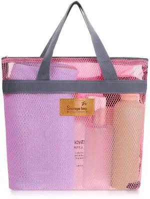 Portable Gym Shower Bag, Mesh Shower Caddy Bag, Quick Dry Hanging Toiletry and Bath Organizer with Zipper for College Dorm, Gym, Yoga, Swimming Pool, Travel(Pink) Portable Gym Shower Bag, Mesh Shower Caddy Bag, Quick Dry Hanging Toiletry and Bath Organizer with Zipper for College Dorm, Gym, Yoga, Swimming Pool, Travel(Pink)