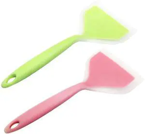 Silicone Turner Spatulas, 2 Pack, Green+Pink | Heat-Resistant, 10.2 Inch, Wide Flexible, Non-Stick, For Eggs, Fish, Pancakes Silicone Turner Spatulas, 2 Pack, Green+Pink | Heat-Resistant, 10.2 Inch, Wide Flexible, Non-Stick, For Eggs, Fish, Pancakes