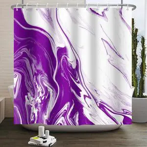 Violet Marble Shower Curtain Modern Abstract | Waterproof Aesthetic Shower Curtain Sets for Bathroom, Weighted Hem, Extra Long 72x72 in with 12 Hooks, Washable Polyester Violet Marble Shower Curtain Modern Abstract | Waterproof Aesthetic Shower Curtain Sets for Bathroom, Weighted Hem, Extra Long 72x72 in with 12 Hooks, Washable Polyester