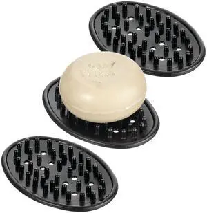 Soap Saver for Bar Soap - Soap Dish Holder for Bathroom Sink - Set of 3 - Black Soap Saver for Bar Soap - Soap Dish Holder for Bathroom Sink - Set of 3 - Black