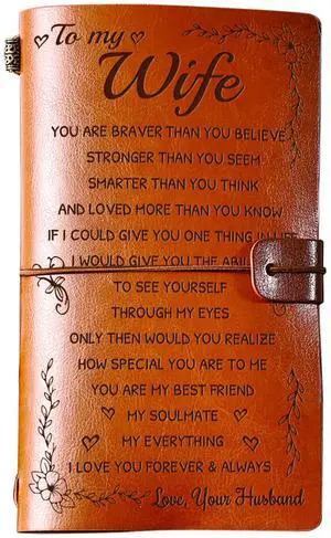 Gifts for Wife, Wife Birthday Gift Ideas Leather Journal, Gifts for Wifes 140 Page Refillable Leather Notebook, Anniversary Wedding Gift for Her Gifts for Wife, Wife Birthday Gift Ideas Leather Journal, Gifts for Wifes 140 Page Refillable Leather Notebook, Anniversary Wedding Gift for Her