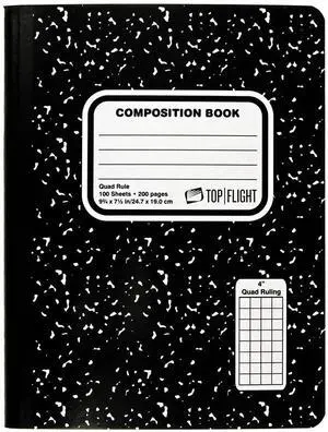 Sewn Marble Composition Book, Black/White, Quad Rule, 4 Squares per Inch, 9.75 x 7.5 Inches, 100 Sheets (41320) Sewn Marble Composition Book, Black/White, Quad Rule, 4 Squares per Inch, 9.75 x 7.5 Inches, 100 Sheets (41320)