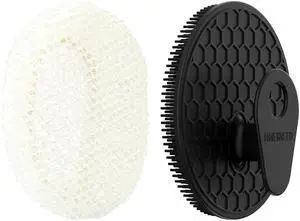 African Net Exfoliating Sponge Case with Silicone Body Brush, Black | 2in1 Quick-Dry Bath Mesh Washcloth Shower Scrubber, Massaging, Cleansing, Skin Smoother, INNERNEED African Net Exfoliating Sponge Case with Silicone Body Brush, Black | 2in1 Quick-Dry Bath Mesh Washcloth Shower Scrubber, Massaging, Cleansing, Skin Smoother, INNERNEED