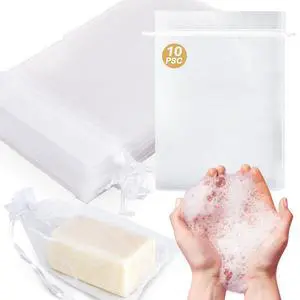 10 Soap Bags for Soap Bars - 4"x6" Organza Mesh Soap Holder Pouches | Hanging Drawstring Shower Net Bags, Exfoliating Body Scrubber Saver Pouches for Shampoo Bars, Homemade Soap Gift Packaging 10 Soap Bags for Soap Bars - 4"x6" Organza Mesh Soap Holder Pouches | Hanging Drawstring Shower Net Bags, Exfoliating Body Scrubber Saver Pouches for Shampoo Bars, Homemade Soap Gift Packaging