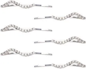 6 Pieces Rhinestone Bobby Pins Silver Metal Hair Clips Crystal Hair Pins Slim Diamante Rhinestone Bobby Pin for Lady Women Girls 6 Pieces Rhinestone Bobby Pins Silver Metal Hair Clips Crystal Hair Pins Slim Diamante Rhinestone Bobby Pin for Lady Women Girls