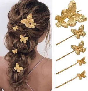 BARTOSI Butterfly Hair Clips Gold Hair Pins Wedding Hair Accessories Women | Butterfly Hair Pins Bridal Decorative Hair Clip Gold Hair Accessories for Brides (Pack of 5) BARTOSI Butterfly Hair Clips Gold Hair Pins Wedding Hair Accessories Women | Butterfly Hair Pins Bridal Decorative Hair Clip Gold Hair Accessories for Brides (Pack of 5)