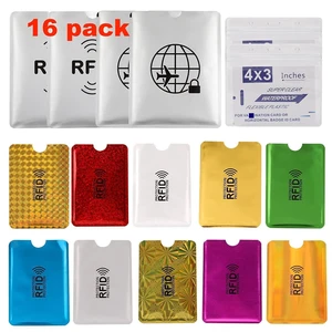 16 RFID Blocking Sleeves Set (10 Credit Card Holders & 4 Passport Protectors) Identity Theft Protection Secure Sleeves Set.Waterproof aluminum foil slim Design easily into your Wallet 16 RFID Blocking Sleeves Set (10 Credit Card Holders & 4 Passport Protectors) Identity Theft Protection Secure Sleeves Set.Waterproof aluminum foil slim Design easily into your Wallet