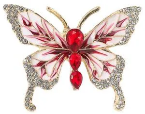 Crystal Rhinestone Butterfly Brooch Elegant Bridal Vintage Style Pins Wedding Banquet Anniversary Brooch for Women-C red Crystal Rhinestone Butterfly Brooch Elegant Bridal Vintage Style Pins Wedding Banquet Anniversary Brooch for Women-C red