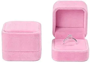 2 Pack Velvet Ring Boxes, Earring Pendant Storage Case, Ring Earrings Gift Box, Accessories Display, for Proposal, Engagement, Wedding (Pink) 2 Pack Velvet Ring Boxes, Earring Pendant Storage Case, Ring Earrings Gift Box, Accessories Display, for Proposal, Engagement, Wedding (Pink)