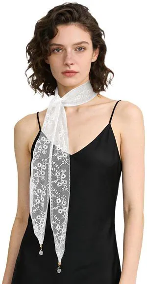 GERINLY White Lace Scarf Ribbon Neckerchief Thin Boho Lace Waist Belt Bridal Neck Scarfs Headband Embroidery (Y-White) GERINLY White Lace Scarf Ribbon Neckerchief Thin Boho Lace Waist Belt Bridal Neck Scarfs Headband Embroidery (Y-White)