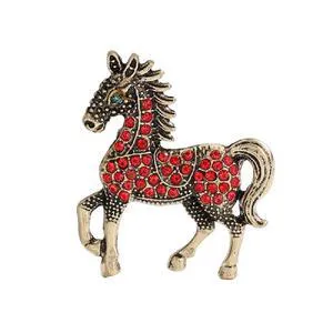 Rhinestone Horse Brooch Cute Horse Enamel Brooch Pin Colorful Animal Lapel Pins for Pony Animal Lover New Year Decors (Red B) Rhinestone Horse Brooch Cute Horse Enamel Brooch Pin Colorful Animal Lapel Pins for Pony Animal Lover New Year Decors (Red B)