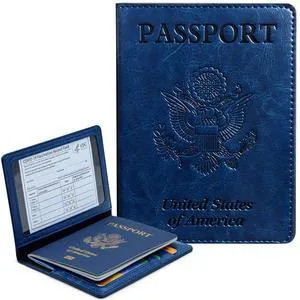 Genuine Leather Passport Holder, RFID Blocking Travel Wallet | Features clear ID window, 4 card slots & RFID blocking. Ultra-slim, water-resistant genuine leather ideal for travel. Genuine Leather Passport Holder, RFID Blocking Travel Wallet | Features clear ID window, 4 card slots & RFID blocking. Ultra-slim, water-resistant genuine leather ideal for travel.