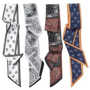 4PCS Satin Head Scarf for Women, Neck Hair Purse Handbag Accessory Fashion Versatile Thin Long Strip Scarf 4PCS Satin Head Scarf for Women, Neck Hair Purse Handbag Accessory Fashion Versatile Thin Long Strip Scarf