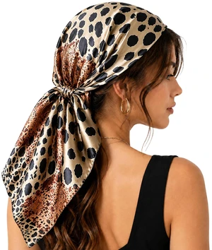 35" Satin-Head Scarf for Women-Leopard Print-Lightweight-Hair Neck-Bandana 35" Satin-Head Scarf for Women-Leopard Print-Lightweight-Hair Neck-Bandana