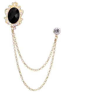 Men's Gem Brooch Lapel Pin Badge Hanging Chains Collar Brooches Pin for Career Suit Tuxedo of Shirts Tie Hat Scarf for Boyfriend Father Birthday (Black) Men's Gem Brooch Lapel Pin Badge Hanging Chains Collar Brooches Pin for Career Suit Tuxedo of Shirts Tie Hat Scarf for Boyfriend Father Birthday (Black)
