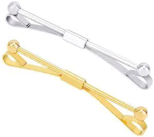 2PCS Two Tone Mens Tie Clips Collar Bar for Formal Daily Wear | Electroplated brass construction with spring clasp to reduce slip and match various dress shirt 2PCS Two Tone Mens Tie Clips Collar Bar for Formal Daily Wear | Electroplated brass construction with spring clasp to reduce slip and match various dress shirt