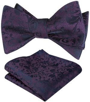 Alizeal Mens 2pcs Leaf Printed Bow Tie Plant Set, Plum Purple | Self-tied Pocket Square Perfect for Weddings Proms Business Alizeal Mens 2pcs Leaf Printed Bow Tie Plant Set, Plum Purple | Self-tied Pocket Square Perfect for Weddings Proms Business