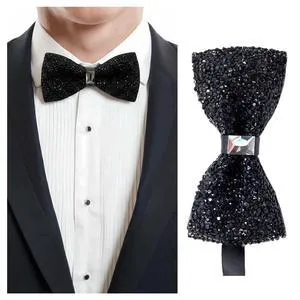 Black Rhinestone Bow Tie for Men | Pre-Tied, adjustable, lightweight. Crystal bowties, sequin neck ties for wedding prom banquet costume Black Rhinestone Bow Tie for Men | Pre-Tied, adjustable, lightweight. Crystal bowties, sequin neck ties for wedding prom banquet costume