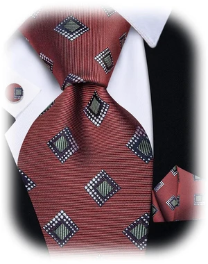 YourTies Rust Red Mens Tie Set Polka Dot Silk Necktie Pocket Square Cufflinks Woven Jacquard Formal Classic Wedding Party YourTies Rust Red Mens Tie Set Polka Dot Silk Necktie Pocket Square Cufflinks Woven Jacquard Formal Classic Wedding Party
