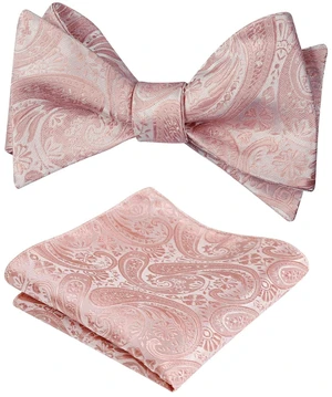 Alizeal Mens 2pcs Paisley Self-tied Bow Tie Set, Blush Pink | Pocket Square Perfect for Weddings Proms Business Alizeal Mens 2pcs Paisley Self-tied Bow Tie Set, Blush Pink | Pocket Square Perfect for Weddings Proms Business