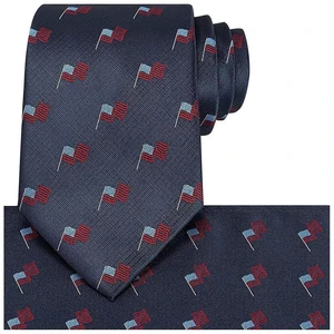 Mens 63'' Silk Tie Long Navy US Flag Patriotic Necktie + Pocket Square Mens 63'' Silk Tie Long Navy US Flag Patriotic Necktie + Pocket Square