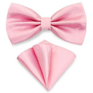 SYAYA Men Bowtie and Handkerchief Set, Unisex Design Bow Tie and Pocket Square For Business Formal Tuxedo or Wedding M-B-T9 (Bowtie & Pocket Square, Pink) SYAYA Men Bowtie and Handkerchief Set, Unisex Design Bow Tie and Pocket Square For Business Formal Tuxedo or Wedding M-B-T9 (Bowtie & Pocket Square, Pink)