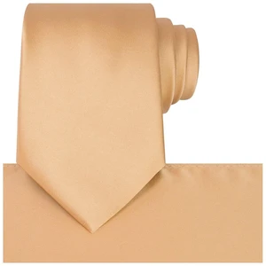 Sand Color Satin Tie Set Gold Solid Ties Mens Necktie + Pocket Square Sand Color Satin Tie Set Gold Solid Ties Mens Necktie + Pocket Square