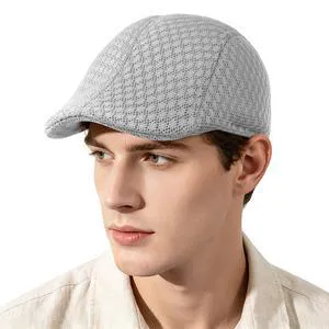 Pistha Men's Mesh Newsboy Cap Breathable Summer Flat Cap Beret Hat for Golf Driving and Hunting,Light Grey Pistha Men's Mesh Newsboy Cap Breathable Summer Flat Cap Beret Hat for Golf Driving and Hunting,Light Grey