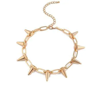 VIRAVENTO Punk Spike Choker Necklace for Women Gothic Exaggerated Bullet Necklace Vintage Gold Silver Black Spike Necklace VIRAVENTO Punk Spike Choker Necklace for Women Gothic Exaggerated Bullet Necklace Vintage Gold Silver Black Spike Necklace