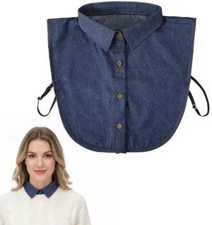 Denim Collar, Detachable Shirt for Women & Girls Denim Collar Shirt Women | Adjustable, & Reusable, Fashion Accessory Denim Collar, Detachable Shirt for Women & Girls Denim Collar Shirt Women | Adjustable, & Reusable, Fashion Accessory
