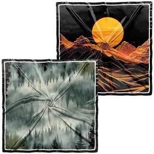 2 PCS Scarf Silk Feeling Square Satin Head Hair Wrap 27.5 Inches Trendy Aesthetic Cute Decoration for Women Girls-Sunset Cloud Forest 2 PCS Scarf Silk Feeling Square Satin Head Hair Wrap 27.5 Inches Trendy Aesthetic Cute Decoration for Women Girls-Sunset Cloud Forest
