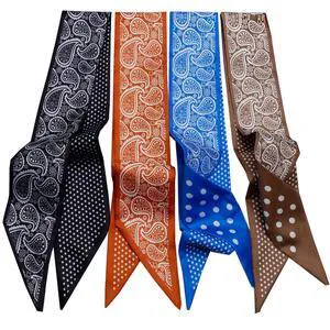 Muaquata 4 Pack Long Floral Skinny Scarf For Women,Headband Hair band Ribbon Handbag Women's Fashion Scarves (Black) Muaquata 4 Pack Long Floral Skinny Scarf For Women,Headband Hair band Ribbon Handbag Women's Fashion Scarves (Black)