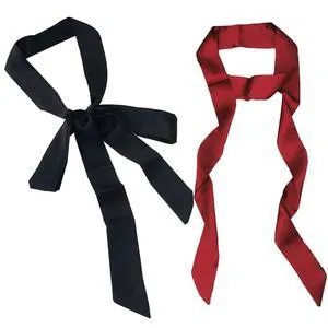 Suettpy Stylish Soft Satin Scarf Ribbon Long Skinny Belt Sash Necktie Choker for Women Girls (Black+wine) Suettpy Stylish Soft Satin Scarf Ribbon Long Skinny Belt Sash Necktie Choker for Women Girls (Black+wine)