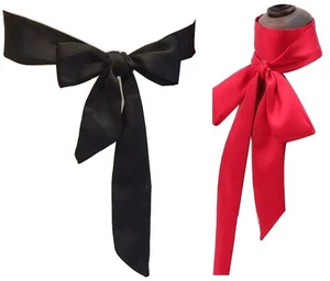 Suettpy Stylish Soft Satin Skinny Long Scarf Ribbon Sash Belt Necktie Choker for Women (Red + Black) Suettpy Stylish Soft Satin Skinny Long Scarf Ribbon Sash Belt Necktie Choker for Women (Red + Black)