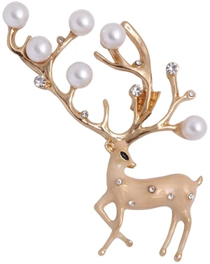 Seakuur Christmas Deer Brooch Rhinestone Crystals Xmas Label Pin Breast Pin Christmas Jewelry Gift for Women (Gold) Seakuur Christmas Deer Brooch Rhinestone Crystals Xmas Label Pin Breast Pin Christmas Jewelry Gift for Women (Gold)