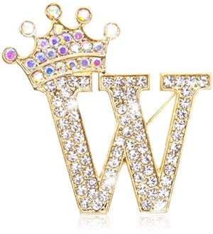 Crown Initial W Brooch Pin for Women Rhinestone Letter Bag Charm Clothing Accessory Crown Initial W Brooch Pin for Women Rhinestone Letter Bag Charm Clothing Accessory
