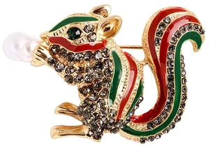 Cute Squirrel Brooch Pin Colorful Enamel Crystal Squirrel Animal Brooch Collection Accessories Unique Gifts for Women Teen Girls (Red) Cute Squirrel Brooch Pin Colorful Enamel Crystal Squirrel Animal Brooch Collection Accessories Unique Gifts for Women Teen Girls (Red)