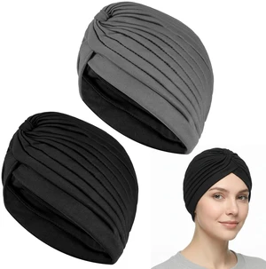 2Pcs Chemo Beanie for Women, Elastic Cancer Headwear Black, Gray | for Hair Loss, Unisex Soft Knot Hat, Versatile Skull Cap, for Daily Use 2Pcs Chemo Beanie for Women, Elastic Cancer Headwear Black, Gray | for Hair Loss, Unisex Soft Knot Hat, Versatile Skull Cap, for Daily Use