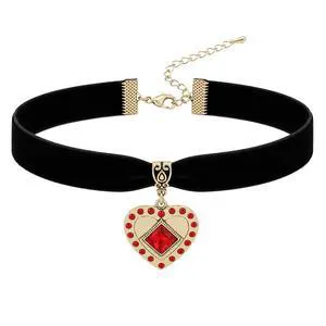 Halloween Queen of Hearts Choker for Women, Black Velvet Choker | Red queen collar necklace, red rhinestone heart pendant, gothic jewelry for Halloween costumes, parties, and masquerades Halloween Queen of Hearts Choker for Women, Black Velvet Choker | Red queen collar necklace, red rhinestone heart pendant, gothic jewelry for Halloween costumes, parties, and masquerades