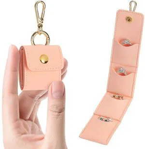 Mini Travel Jewelry Organizer Case with Keychain (Pink) | Portable Velvet Ring Holder Pouch, for Rings Earrings Necklace Stud, Small Jewelry Storage Box, for Gym Women Mini Travel Jewelry Organizer Case with Keychain (Pink) | Portable Velvet Ring Holder Pouch, for Rings Earrings Necklace Stud, Small Jewelry Storage Box, for Gym Women