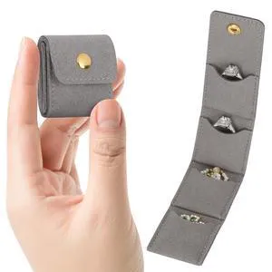 Mini Travel Jewelry Organizer Bag (Grey) | Foldable 4 Compartment, Gym Jewelry Holder Case, Ring Earring Necklace Storage Roll Pouch, Gift for Women Mini Travel Jewelry Organizer Bag (Grey) | Foldable 4 Compartment, Gym Jewelry Holder Case, Ring Earring Necklace Storage Roll Pouch, Gift for Women
