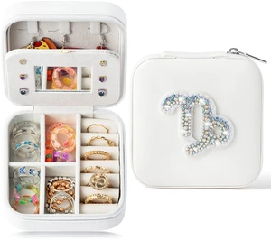 Zodiac Travel Jewelry Case for Women, Small Organizer Box for Ring Earring Pendant Necklace Bracelet, Birthday Gifts for Mom, Lover, Capricorn Zodiac Travel Jewelry Case for Women, Small Organizer Box for Ring Earring Pendant Necklace Bracelet, Birthday Gifts for Mom, Lover, Capricorn