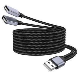 USB Y Splitter, 3.3FT USB Splitter 1 in 2 Out, A Male to 2 Female Extension Cable Support Charging and Data Transfer for Mac, Xbox, Laptop, Tablet, Smartphone Data Transmission. USB Y Splitter, 3.3FT USB Splitter 1 in 2 Out, A Male to 2 Female Extension Cable Support Charging and Data Transfer for Mac, Xbox, Laptop, Tablet, Smartphone Data Transmission.